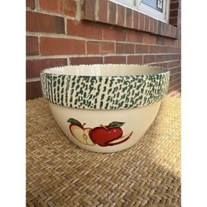 Vintage Spongeware Apple Green Mixing Bowl 8" Grannycore THT